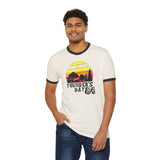 Founder's Day Unisex Cotton Ringer T-Shirt - Vintage Sunset Design